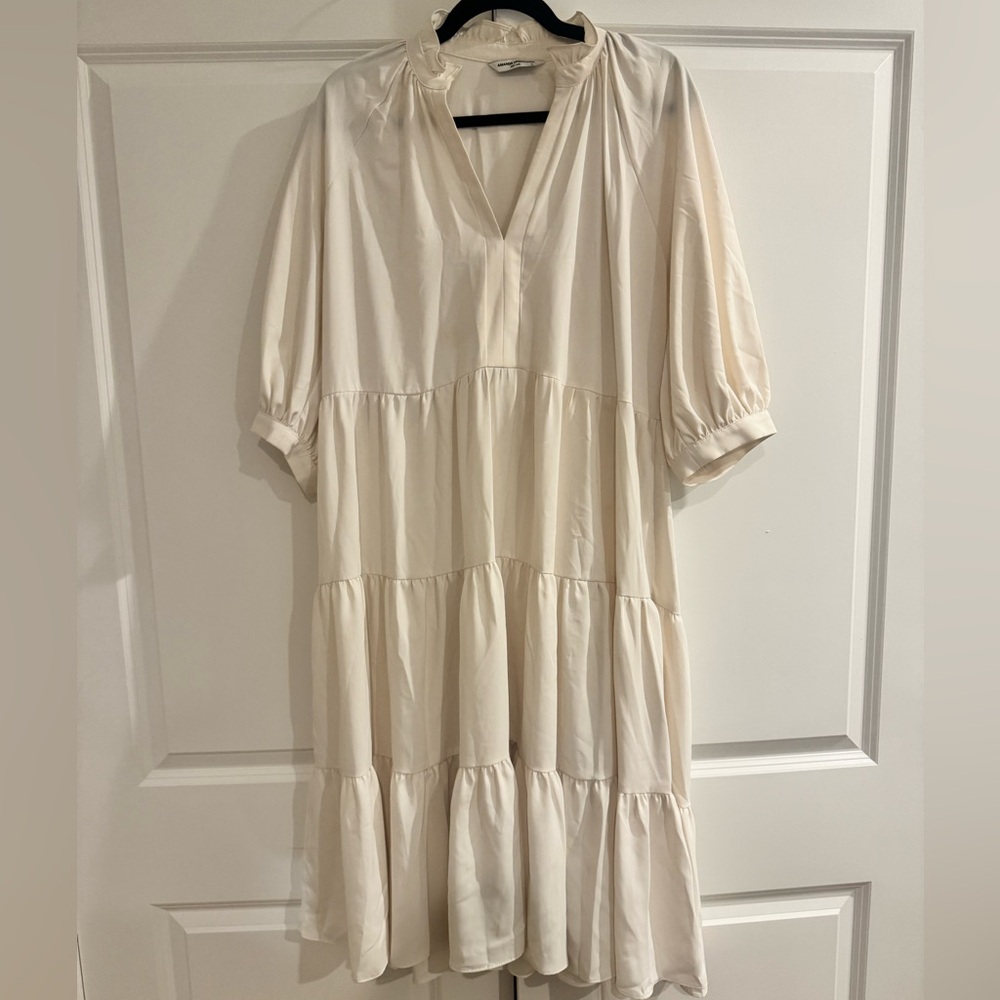 Amanda Uprichard Ivory Tiered Midi Dress